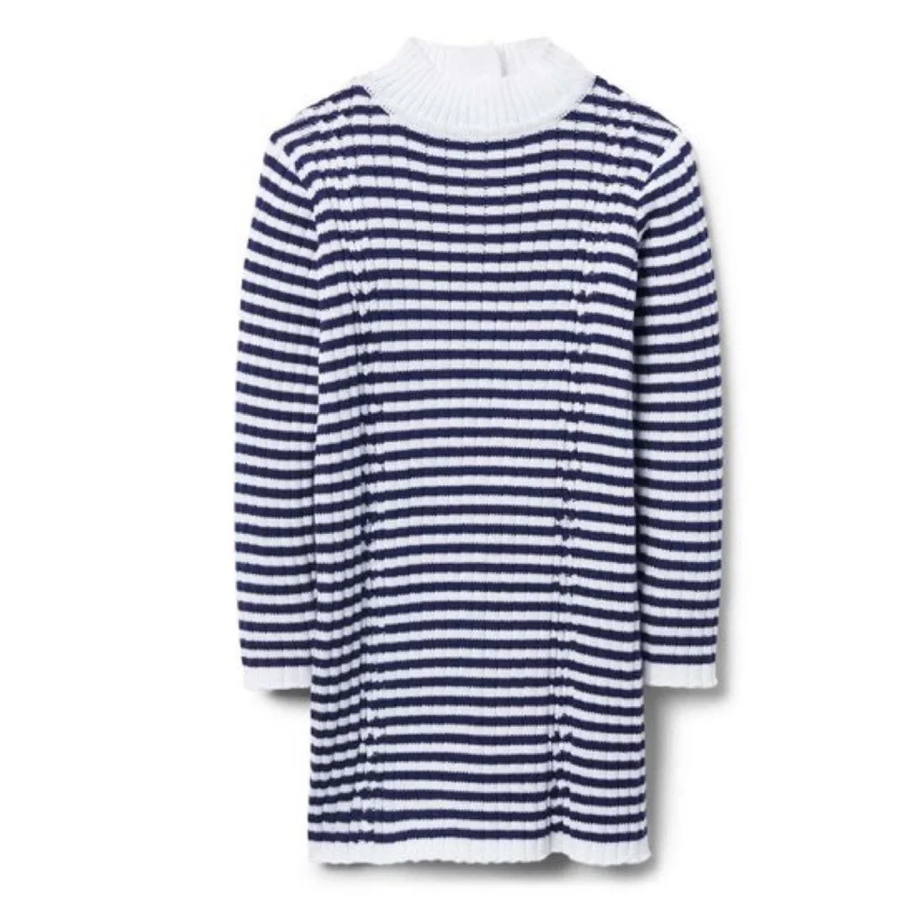 Janie and Jack Navy & White Stripe Ribbed Sweater Dress